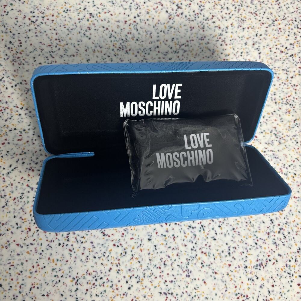 NWT Love Moschino Blue Sunglasses Eyewear Empty Case With Wipe Designer New Hard
